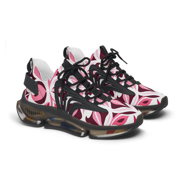 Pink floral abstraction Women's Mesh Sneakers. FB-000012