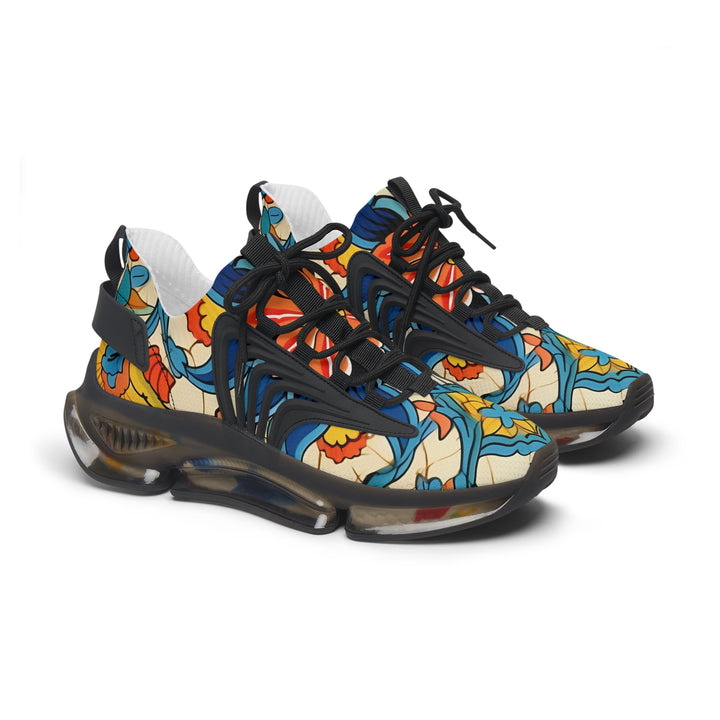 Multicolor Floral Abstraction Female Mesh Sneakers with black sole, side view